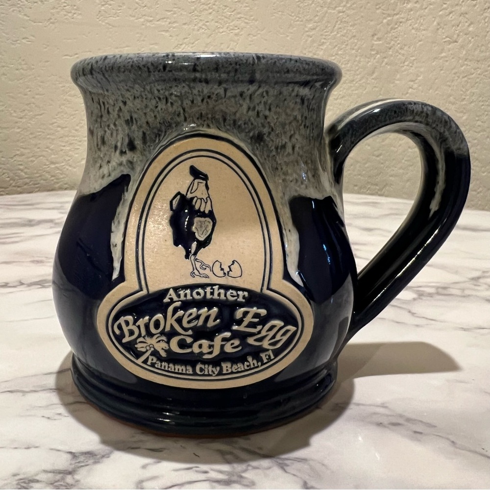 ANOTHER BROKEN EGG CAFE Panama City Beach FL Coffee Mug Blue Deneen Pottery 2007